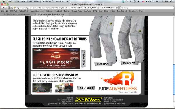 Klim e-newsletter screenshot