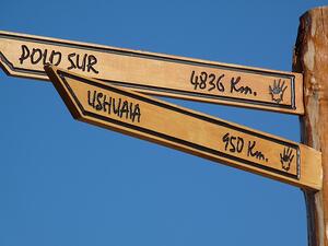 sign to Ushuaia in Tierra del Fuego