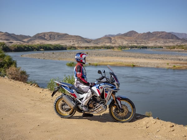 Rider sits staring at the horizon on a 2020 Honda Africa Twin