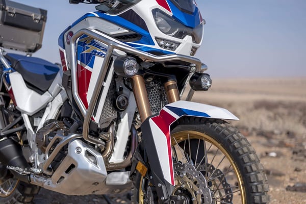 close up front end of a 2020 Honda Africa Twin