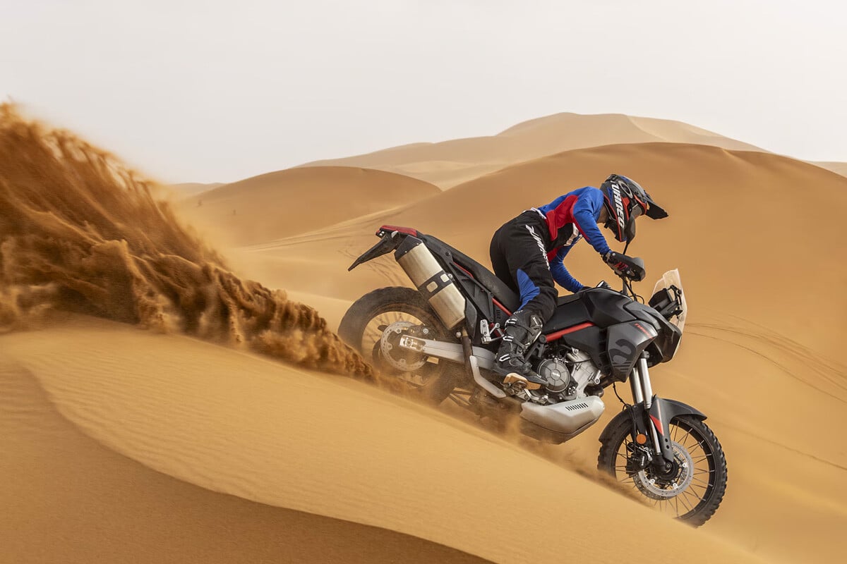 2025-Aprilia-Tuareg-adventure-motorcycle-in-the-desert