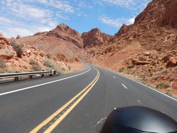 On the road from Boulder Utah to Springdale UT on RIDE adventures Spirit of the Southwest tour