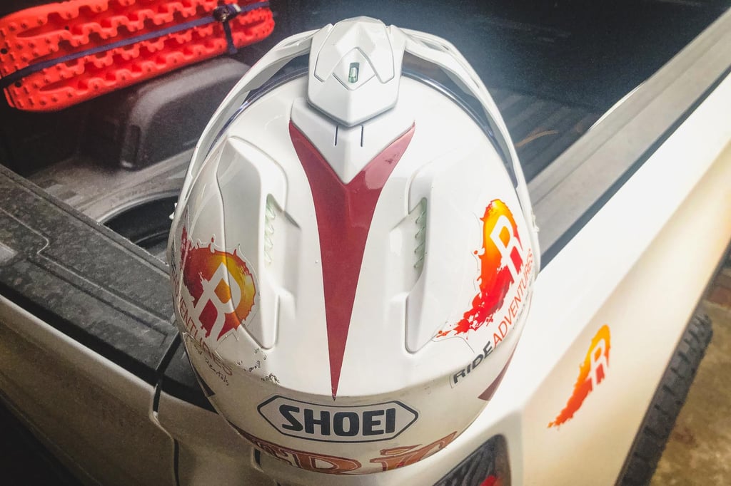 Shoei Hornet X2 from top and behind showing it's rear vents