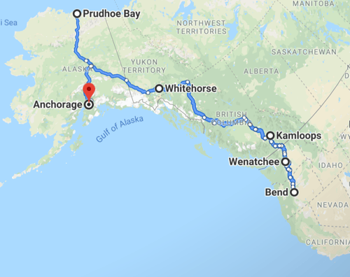 Map for Bend on up to Alaska Prudoe Bay