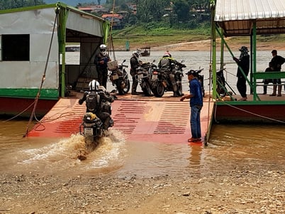 Motorcycle River Crossing Laos