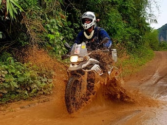 Mud Puddle BMW F800GS Laos