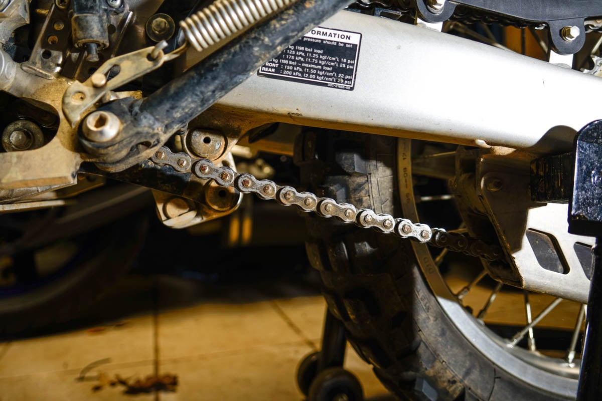 before-dirty-motorcycle chain