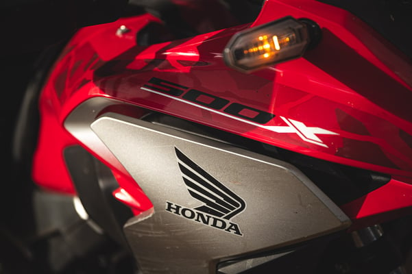 close up of the honda cb500x motorcycle's front end