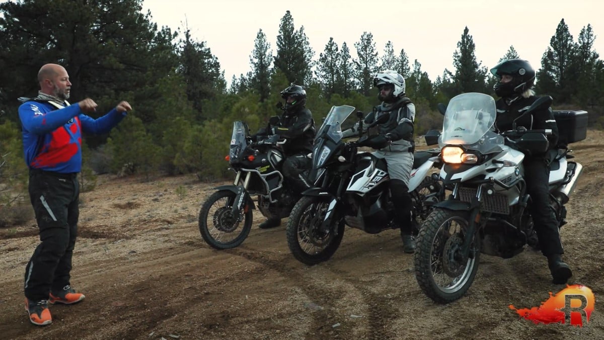 Eric giving instruction to beginner riders on how to circumnavigate upcoming obstacles.