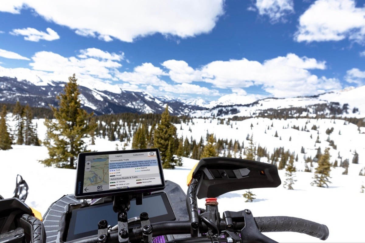 garmin tread 2 GPS mounted on snowmobile