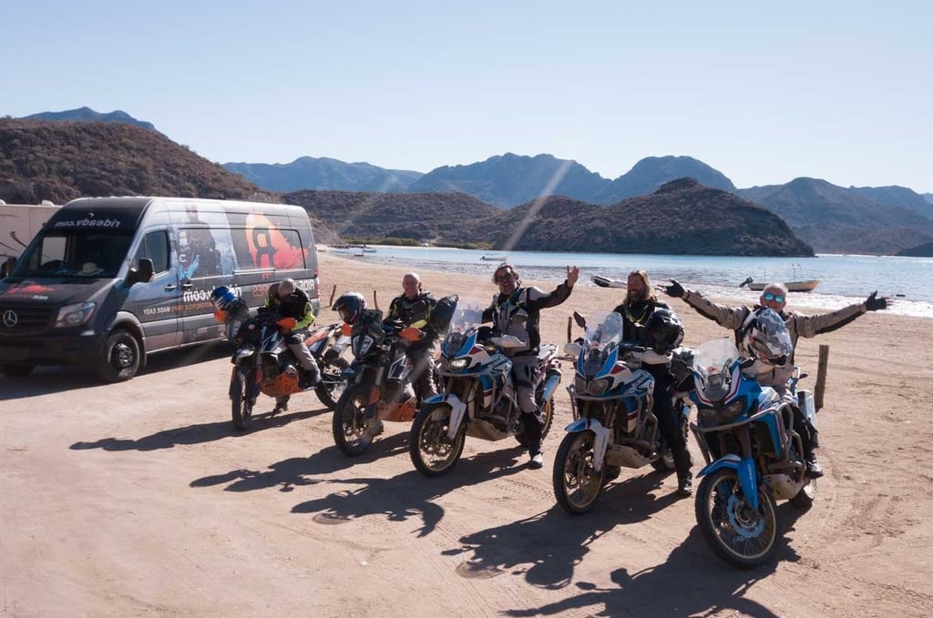 motorcycle holiday in baja along the coast with a support truck!