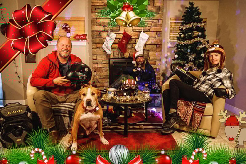 Ride Adventures crew with a few gifts for motorcyclists.