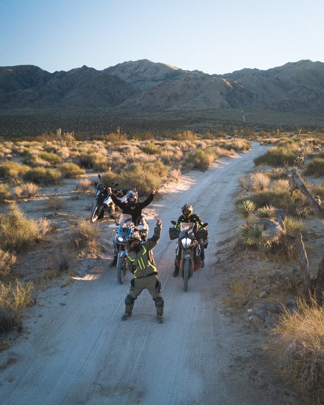 Garrett adv riding in Joshua Tree equipped with Klim Badlands Pro Jacket.