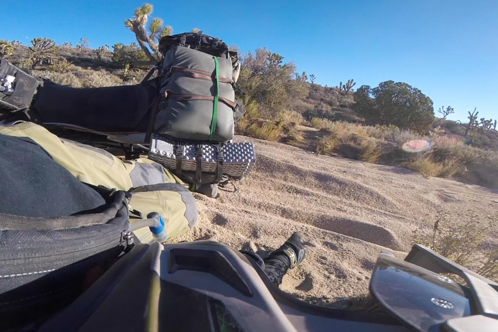Garrett getting taken out and foot stuck under bike while wearing the Klim Adventure GTX motorcycle boots.