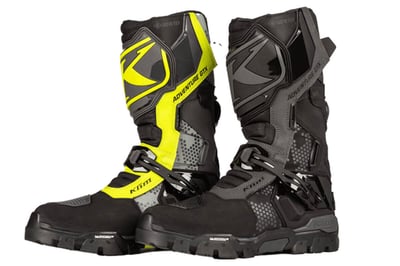 Close-up product shot of Klim Adventure GTX boots.