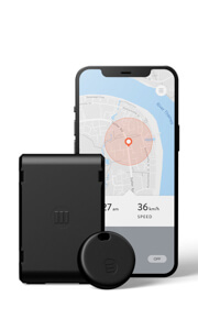 Close up product shot of Monimoto M7 GPS Tracker.