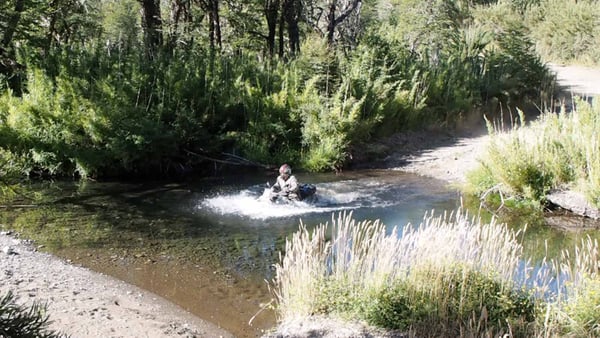 Adventure rider does a river crossing to find out it was more like a 6 foot pool.