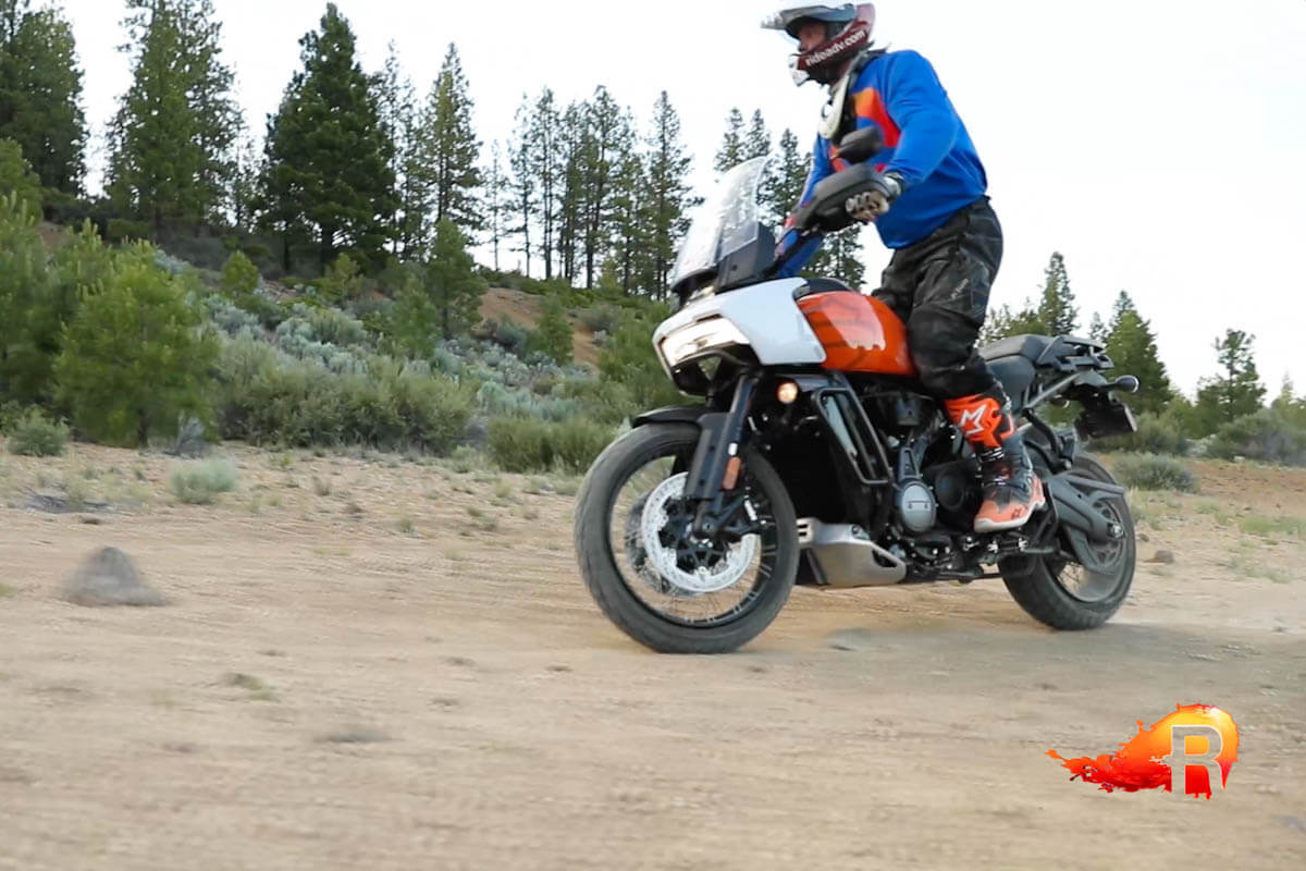Eric standing offroad on the Pan America.