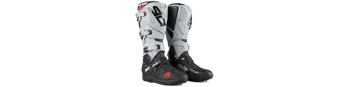 Sidi Crossfire motorcycle boots banner style product shot.