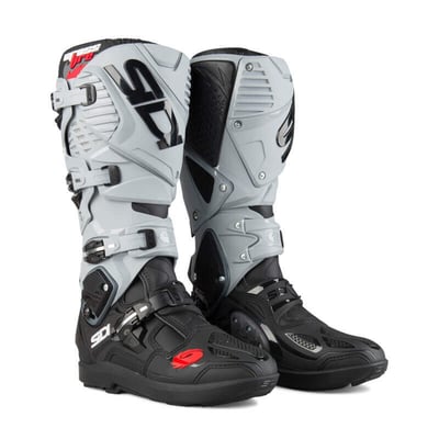 Sidi Crossfire motorcycle boots close up product shot.