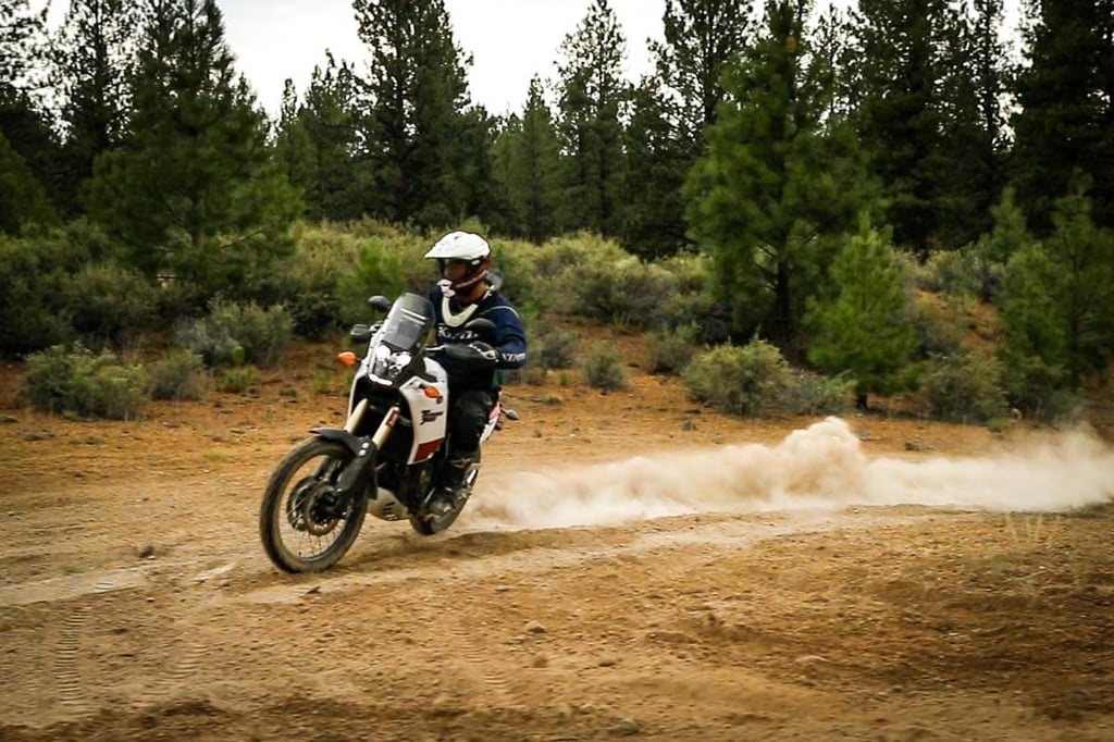 sliding-out-the-rear-on-the-tenere-700-adventure-bike