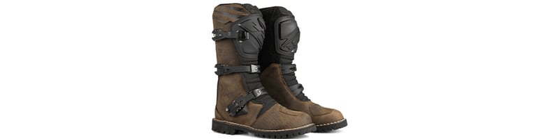 TCX Drifter adventure motorcycle boots banner style product shot. 