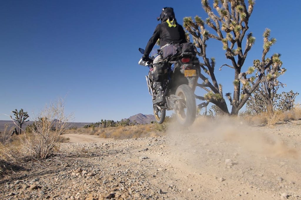 Tyler getting some air on the Africa Twin offroad.