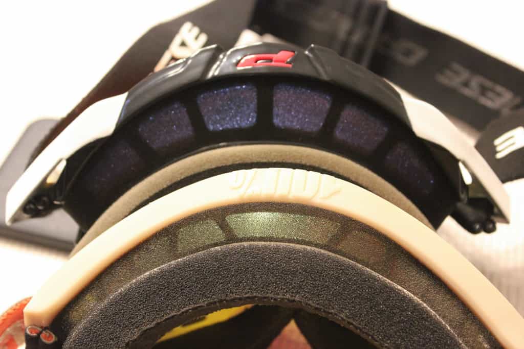 Comparing the ventilation on two pairs of motorcycle goggles.