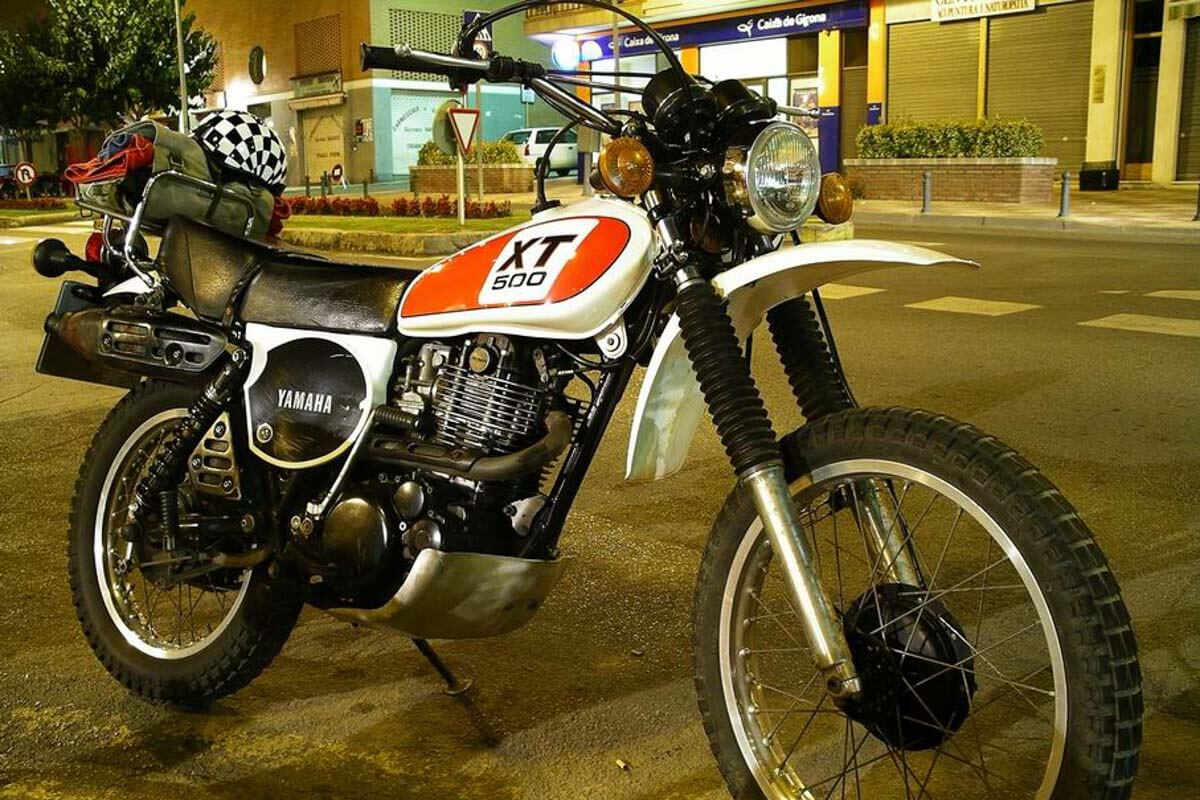 Profile photo of the classic Yamaha XT 500 pre Tenere motorcycle which was used in Dakar 1979.