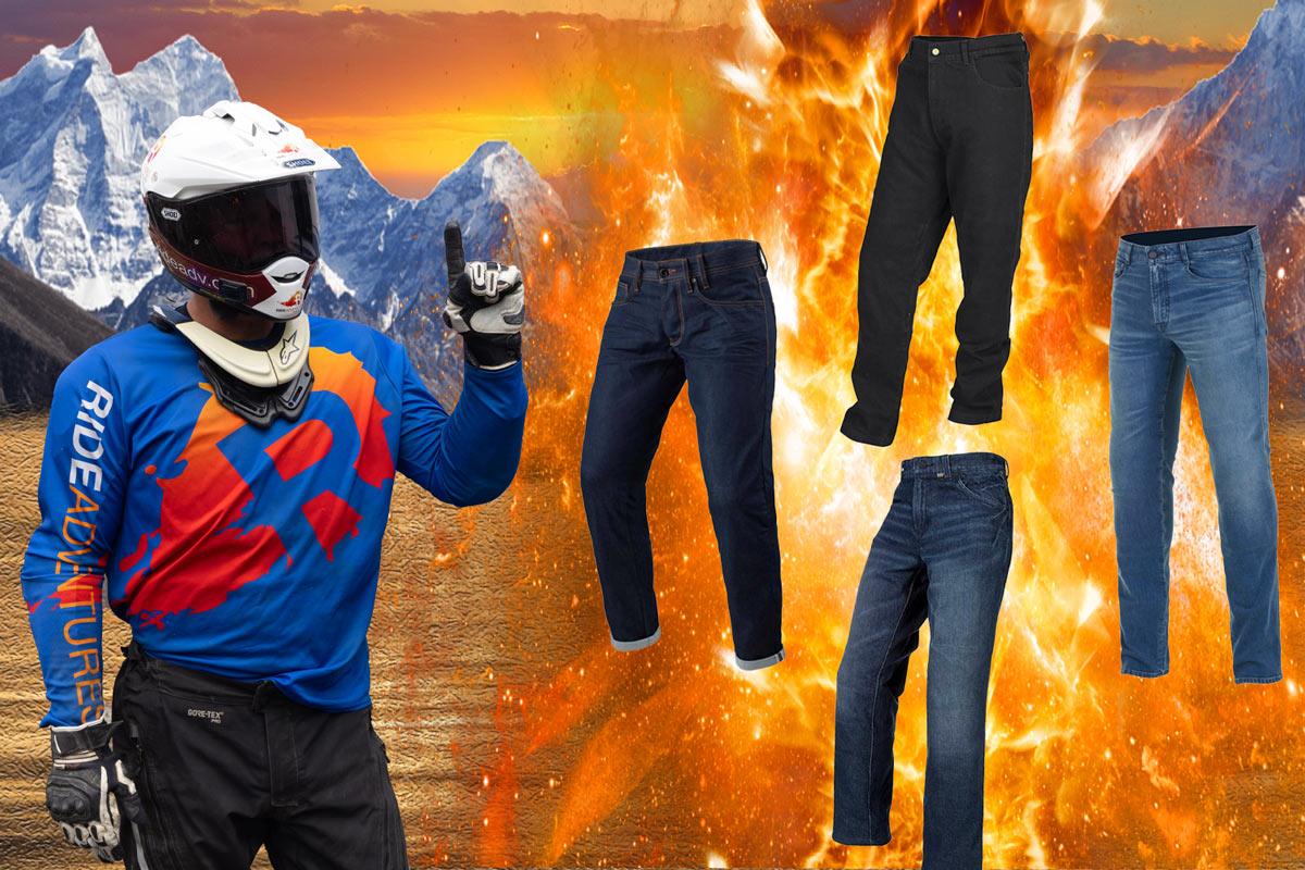 thumbnail image 2 of Black Motorcycle Jeans With CE Protective Lining – Removable Hip & Knee Armor – 100% Cotton 2 of 6